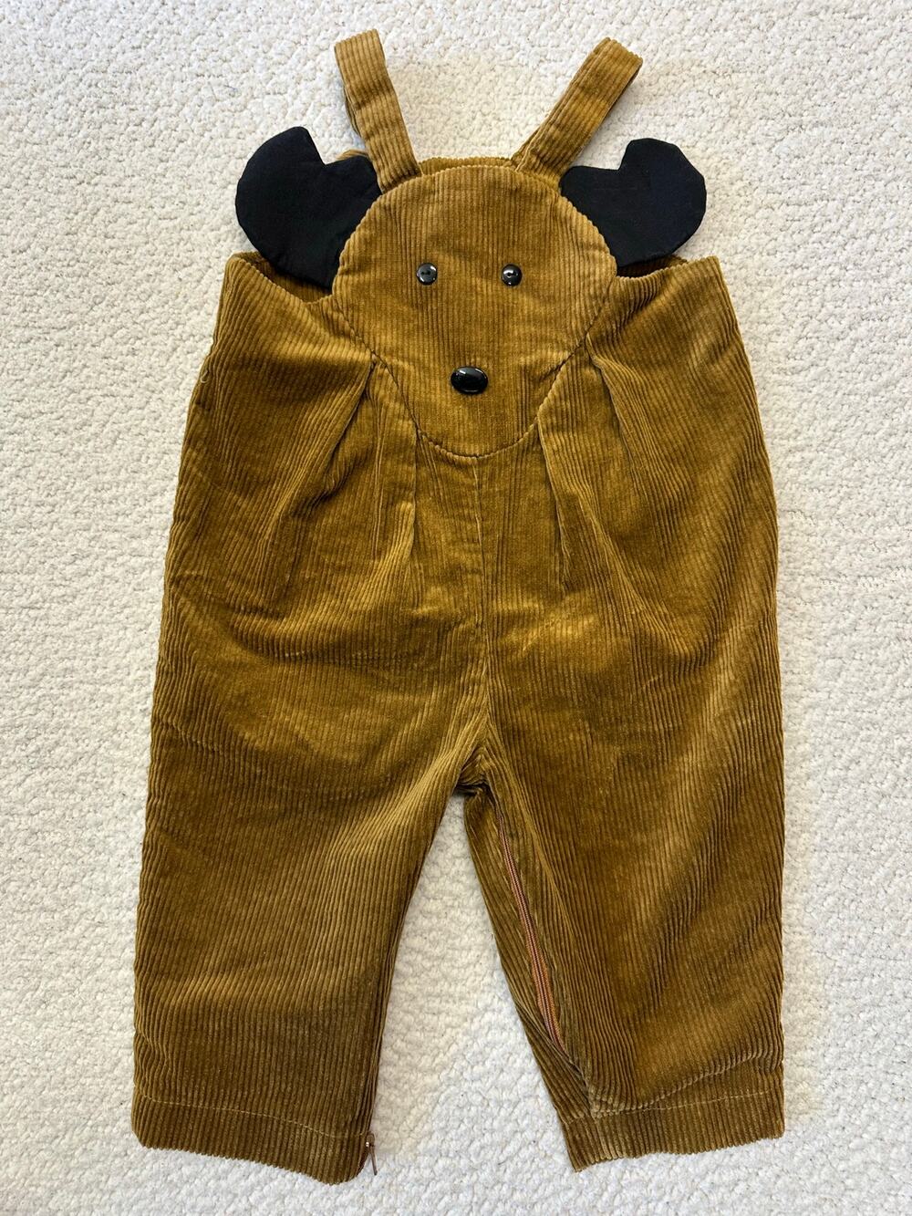 Vintage Infant Reindeer Corduroy Overalls Size 24 Months
